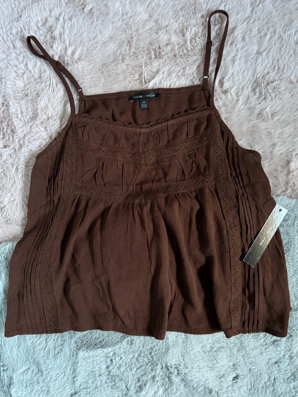 Moa moa brown lace cami tank
